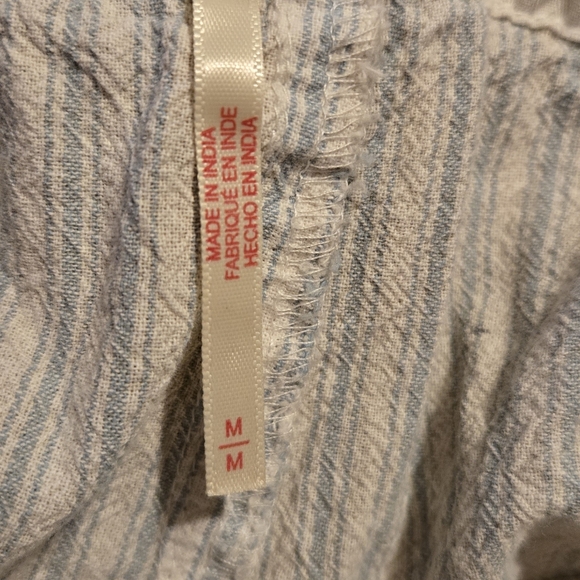 Free People Runyan Cotton Harem Drop Crotch Baggy Drawstring Pant Blue White Med - Picture 9 of 11